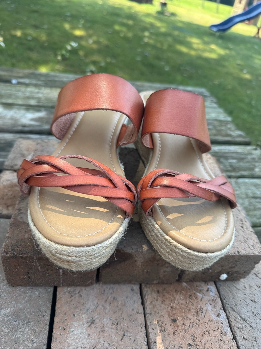 Lane Bryant Size 11W Brown Braided Espadrille Wedge Sandals
